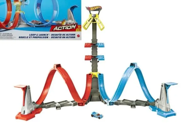Hot wheels action pista de brinquedo desafio de altura ,18peças