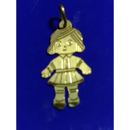 Pingente Ouro 18 Kilates Menina Peso 0.60 Gramas 22 mm
