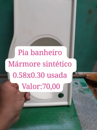 Pia marmore sintético para banheiro usada, aceito proposta