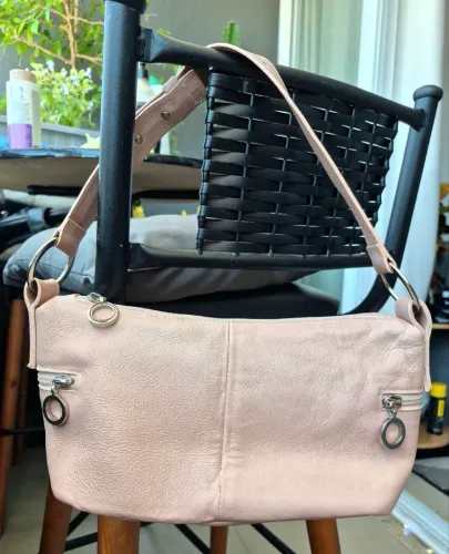 bolsa de ombro rosê vintage de couro corello