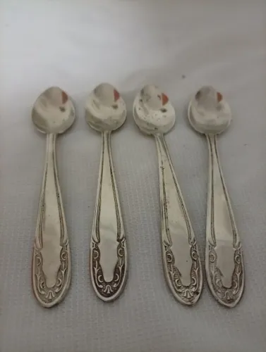 Conjunto 4 Colheres de Café em Alpaca Extra Antigas