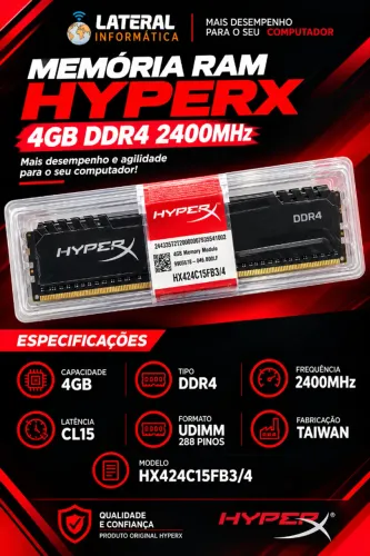 Memoria HyperX KINGSTON 4GB DDR4 COMPUTADOR HX424C15FB3/4