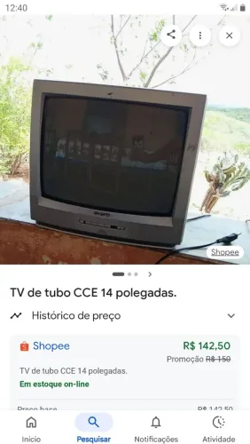 TV tubo 14 polegas sem controle