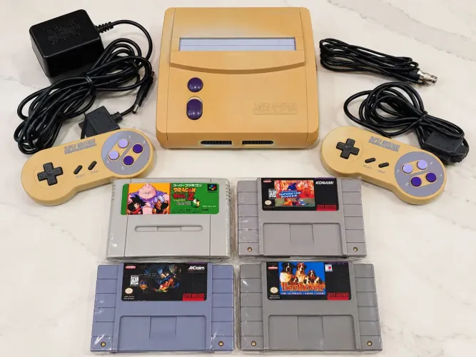 Super Nintendo Baby RF Gradiente + 2 Controles + 4 Jogos Testado!
