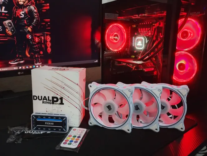 Kit ventoinha Pichau Dual Ring p1 controle e controladora