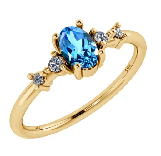 Anel solitário feminino ouro 18k zircônia azul royal