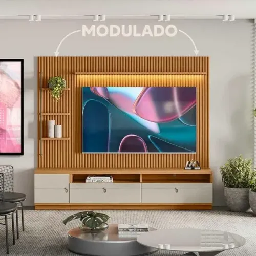 PAINEL + RACK + MÓDULO OURO PRETO  2,20m MDF. PRONTA ENTREGA.