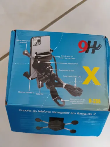 Suporte com carregador USB moto