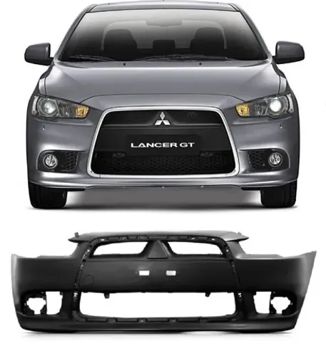 Parachoque Mitsubishi Lancer GT 2011 à 2019 - Furo Farol Auxiliar - Preto Liso - TYG