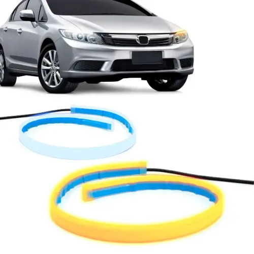Par Fita LED Barra 45cm DRL Farol Com Função Seta 