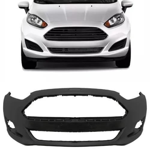 Parachoque Ford New Fiesta 2014 à 2017 - Furo Farol Auxiliar - Preto Liso - TYG