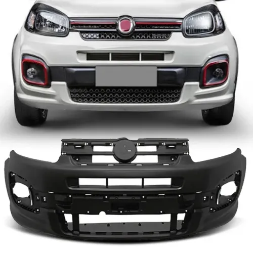 Parachoque Fiat Uno Novo 2017 à 2022 - Furo farol Auxiliar - Preto Liso - DTS