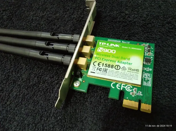 Placa Wi-fi PCI-E TP-Link TL-WDN4800 N900 Dual Band 2.4GHz e 5GHz 450Mbps com 3 Antenas