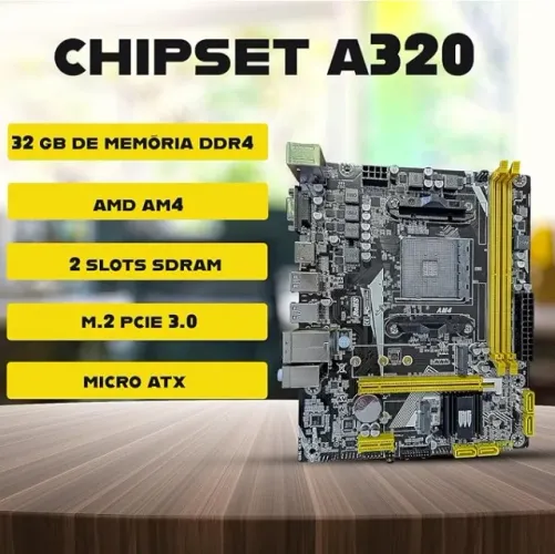 Placa Mae Amd Ryzen Am4 Chipset AMD A320 DDR4 2 slots SDRAM DDR4 