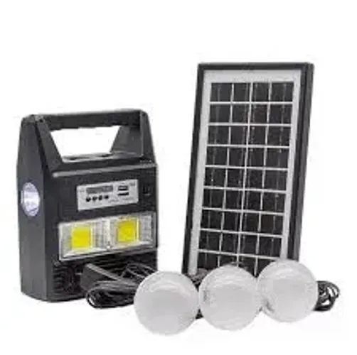 Estação Solar Portátil Autônoma Rádio Fm Mp3 Usb 3 Lâmpadas