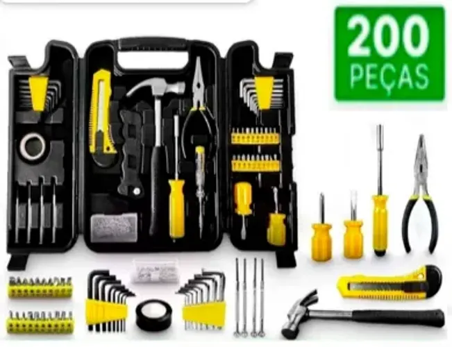 Kit Jogo De Ferramentas Profissional com 200 Peças Com Maleta Titanium z010