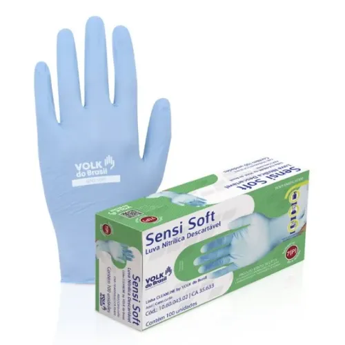 Luva descartável Nitrila Azul CX100 Sensivolk CA 35633