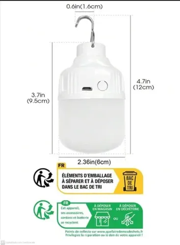 Lampada Led Recarregável Portátil Potente Camping Usb 60w