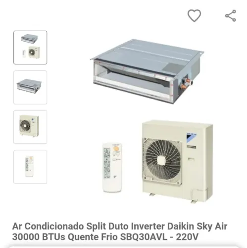 Ar condicionado split duto inverter Daikin 30.000 BTUs Quente e Frio 