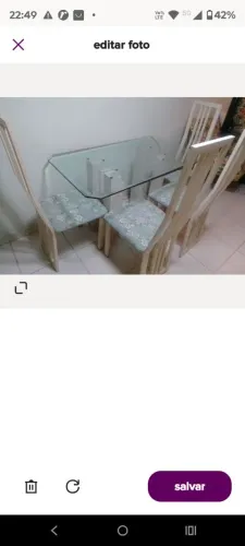 Mesa de Jantar + aparador em Mármore Bege Bahia com 4 cadeiras