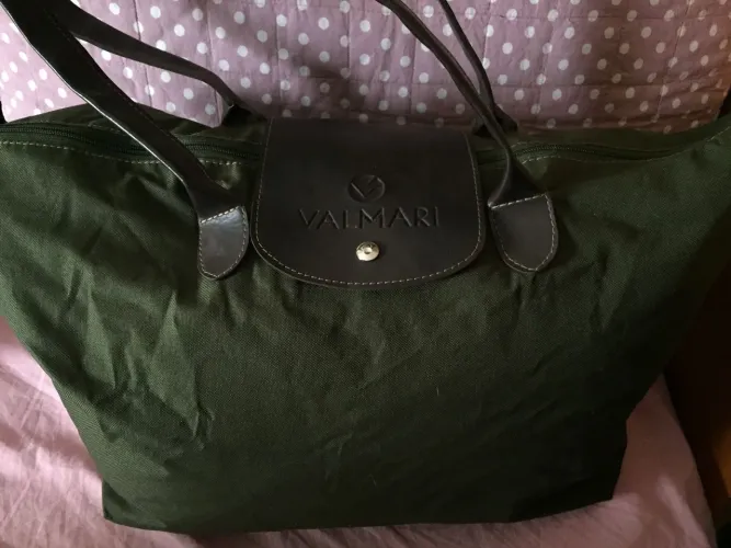 Bolsa Tipo Longchamp Grande Verde com alça marrom 