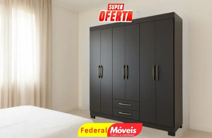 Guarda Roupa 6 Portas e 2 Gavetas Novo - Ótima Escolha para Seu Lar