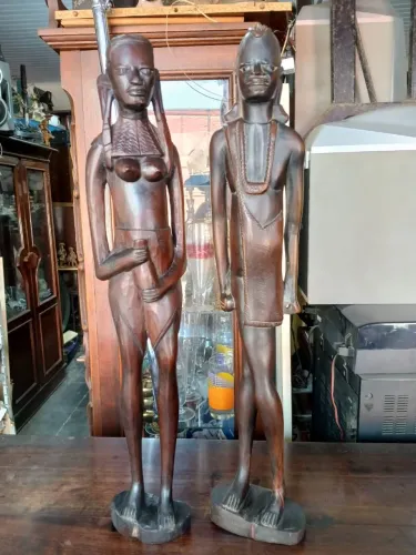 Esculturas casal africano ébano 