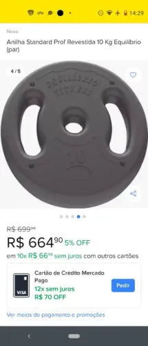 Par de anilhas 10 kg cada