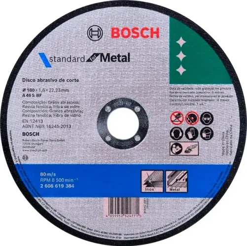 DISCO DE CORTE 7 BOSCH 180X16 MM STD METAL INOX