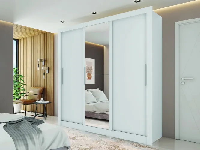 Guarda roupa Santiago 3pt de correr com espelho 2,02x1,91