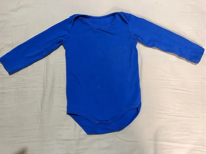 Body Azul Manga Longa 12 meses