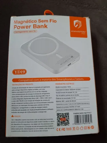 Power Bank Magnético Sem Fio 5000mAh - H'MASTON PRO