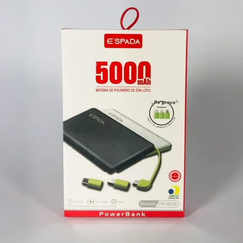 Carregador Portátil Power Bank 5000mAh E'SPADA | Novo | Preço Especial