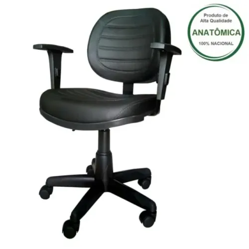Cadeira Executiva Ergonômica Costurada Giratória Preta com Braços Reguláveis Modelo 31005