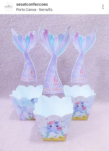Decoração Festa Infantil Tema Sereia - Caixinhas e centro de mesa