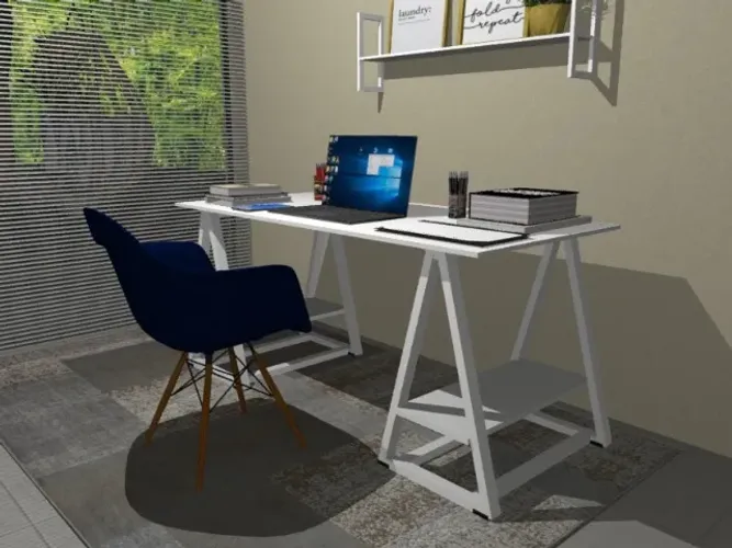 Mesa De Escritório Cavallete Delluxe.. L140cm x P60cm x A74cm: