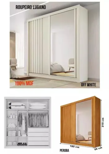 GUARDA ROUPA 2 PORTAS DE CORRER MDF