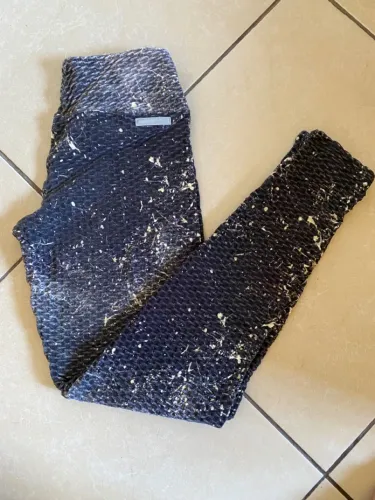 Legging Texturizada Azul com Detalhes