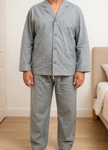 Pijama de algodão cinza