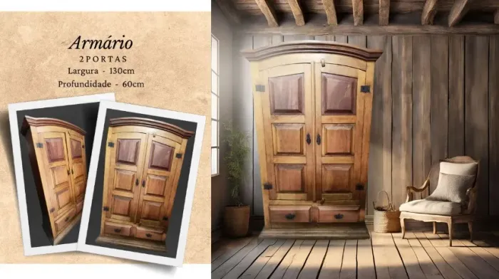 Armário rústico e antigo em madeira nobre! (100% revitalizado)