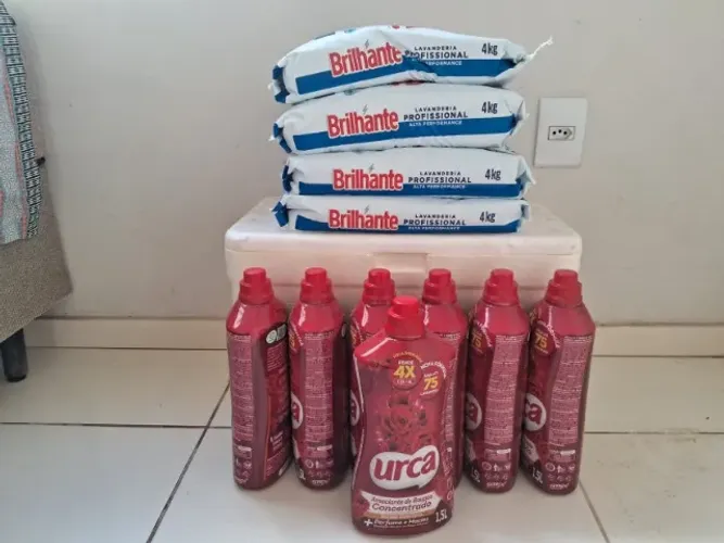 4 sabão em pó 4kg + 7 Amaciante 1,5L