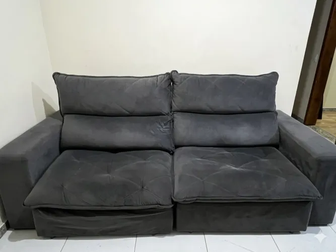 Sofá retrátil suede grande 