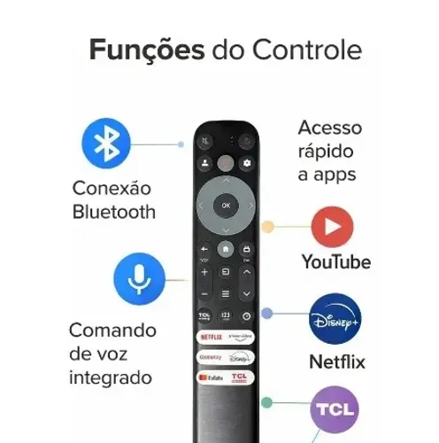 Controle Remoto Para Smart Tv Tcl Comando De Voz Rc802v Flr1