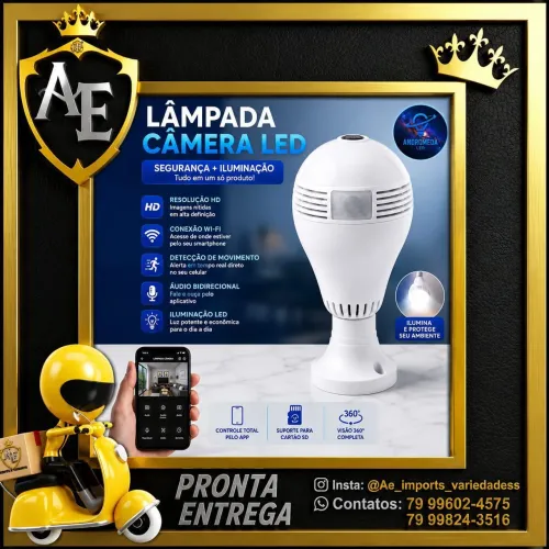 Lampada câmera wifi 360
