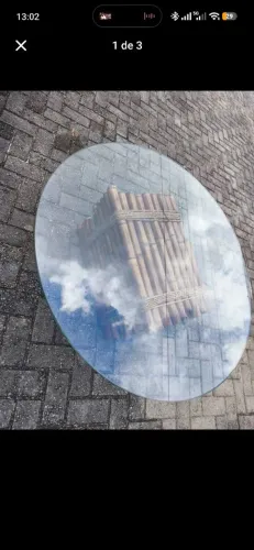 Mesa de centro de madeira vidro 1.20