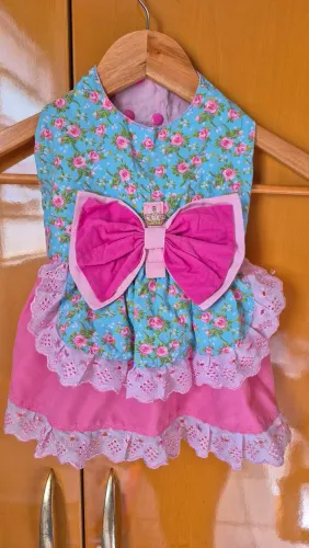 Vestido Pet florido com laço