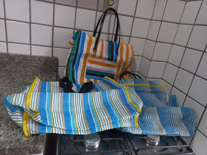 3 sacolas de nylon vintage para compras