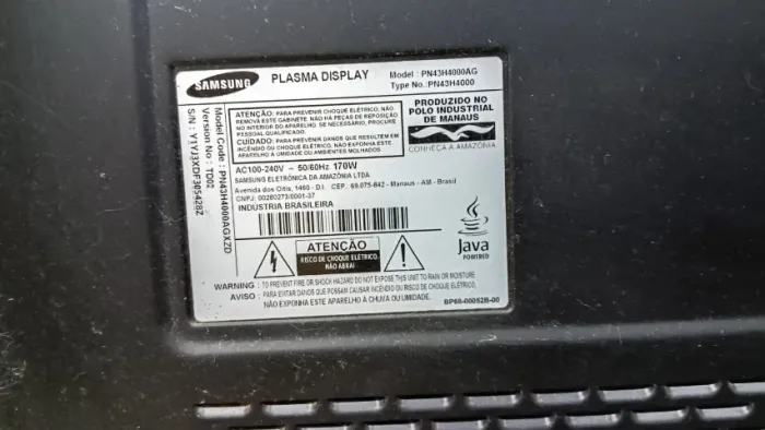 TV Samsung PN43H4000AG com defeito na placa Y-SUS