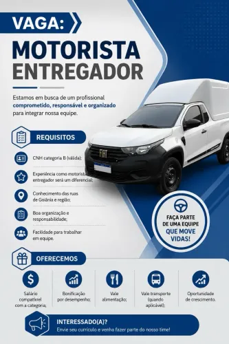 Vaga de emprego Motorista Entregador