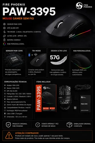 Mouse gamer sem fio